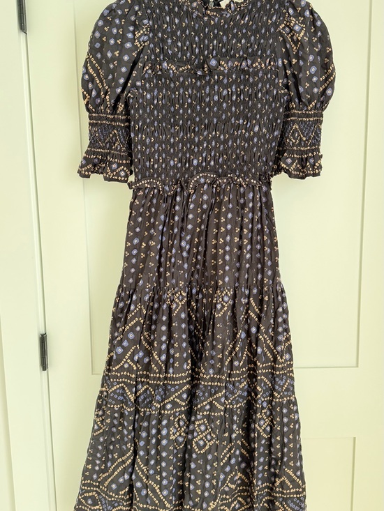 Sea New York Dresses & Skirts - Sea New York Black Maxi Dress with Gold and Blue Print